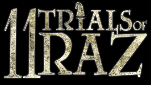 11 Trials of Raz: Tall serif letters with stone texture, beveled edges, drop shadow.