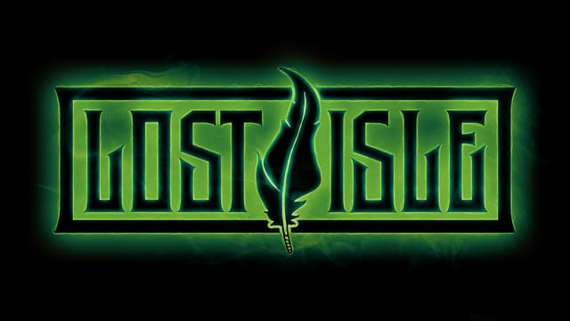 Stylized block font with a feather motif, glowing green outline, and smoke accents.