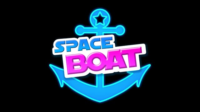 Bold, blocky font with neon blue gradient and anchor motif design.