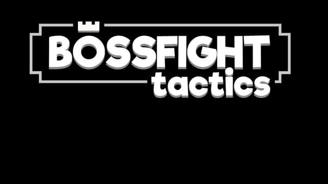 Bold white block letters with a crown atop the 'O' in "BOSSFIGHT"; layered effect.