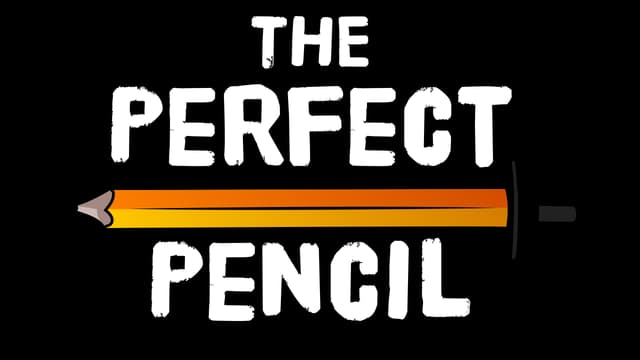 A sword shaped like a sharpened pencil with a black hilt and crossguard.