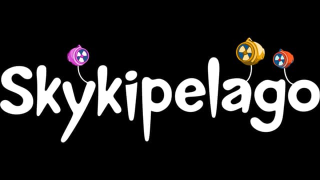 Stylized letters with steampunk turbines and colorful balloon accents.