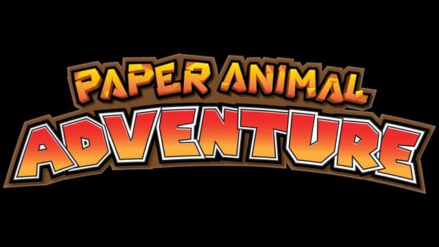Blocky, gradient text with bold outlines; playful, adventure-themed style.
