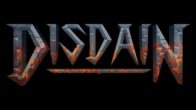 Sharp metallic letters with fiery red cracks, evoking an intense, battle-hardened style.