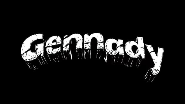 Grungy block letters with distressed texture and shadowed depth effect.