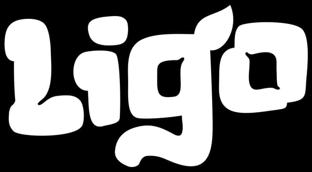 Bold, curvy font with thick letters and a playful style; leaf on "G".