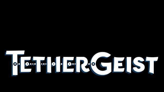 Blocky font with blue shadows and dotted lines linking letters.