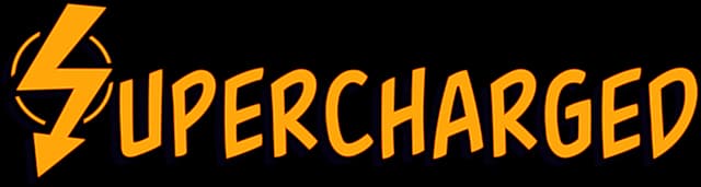 Stylized lightning forms "S;" orange comic book style with uppercase, angular letters.