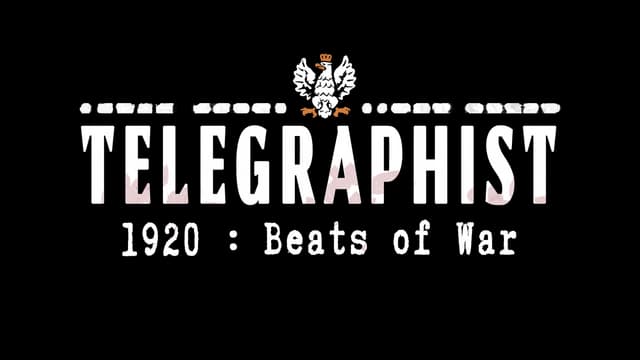 Bold, vintage font with telegraph dots, stripes, and an eagle emblem.