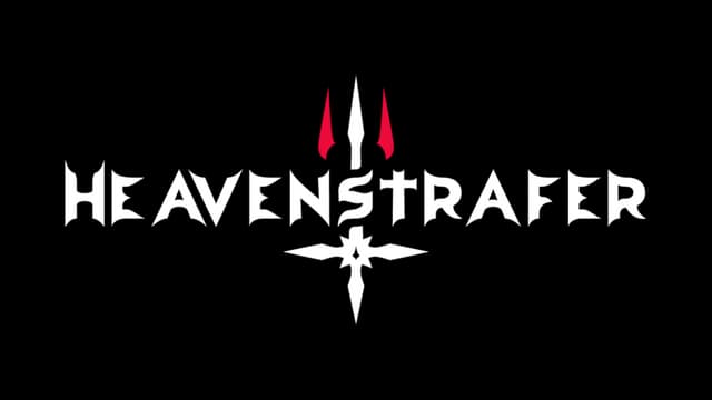 Stylized, angular font with demonic trident and star-like cross elements.