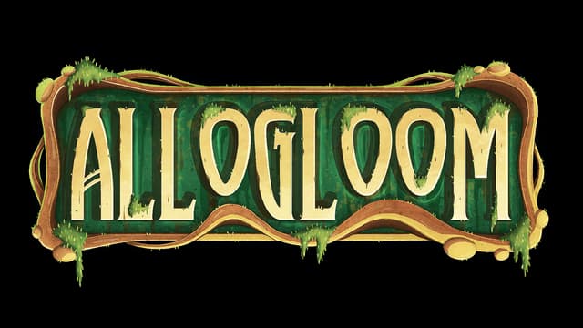 Stylized text with moss accents and a curled wooden frame design.