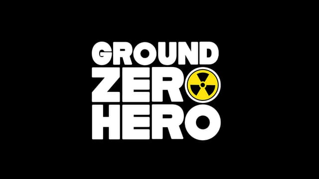 Stylized bold block letters with a yellow-black radiation icon as the O.