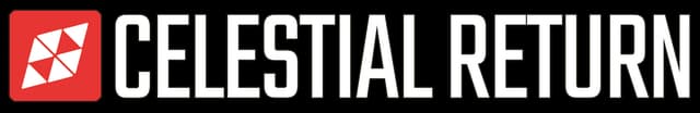 Blocky, bold white letters with a geometric red emblem on the left.