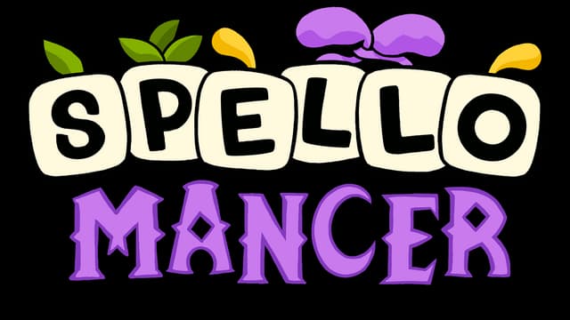 Letters in Scrabble tiles with leaves, purple fantasy font below with mystical flair.