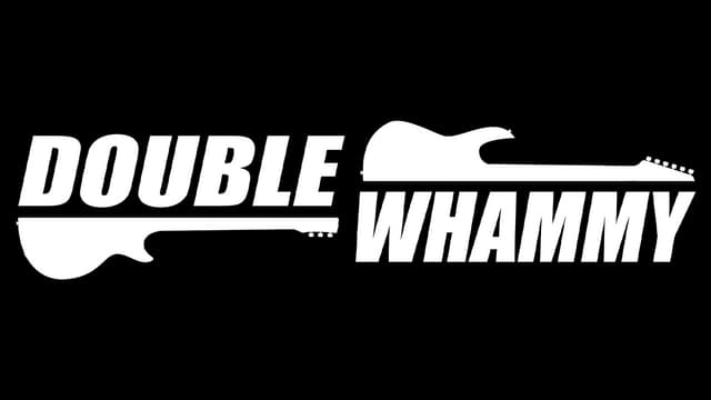 Bold, dynamic font with stylized electric guitars integrated in text.