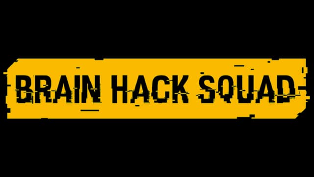 Blocky, glitch effect font in black on a yellow rectangle, simulating a digital screen error.