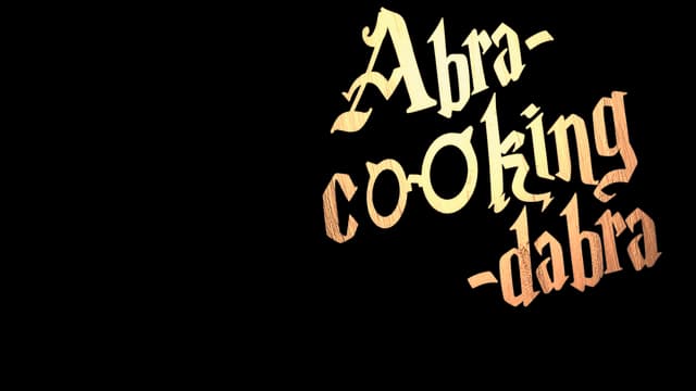 Magical font with a gold hue, stylized letters cascade diagonally downward.