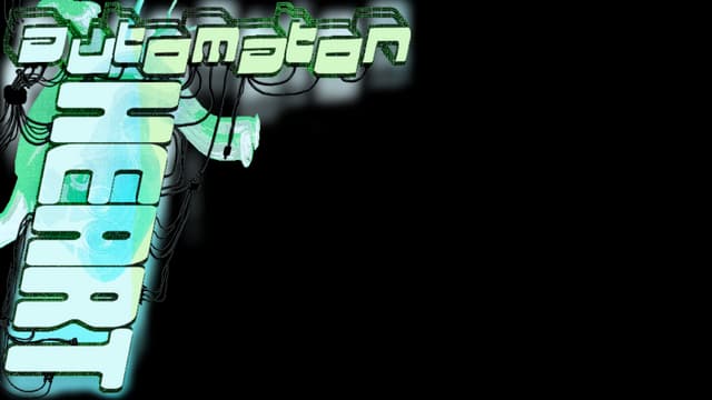 Stylized blocky font with robotic elements, forming a pistol shape.