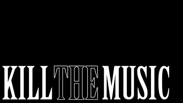 Serif font, metal style; "THE" inverted outline within text.