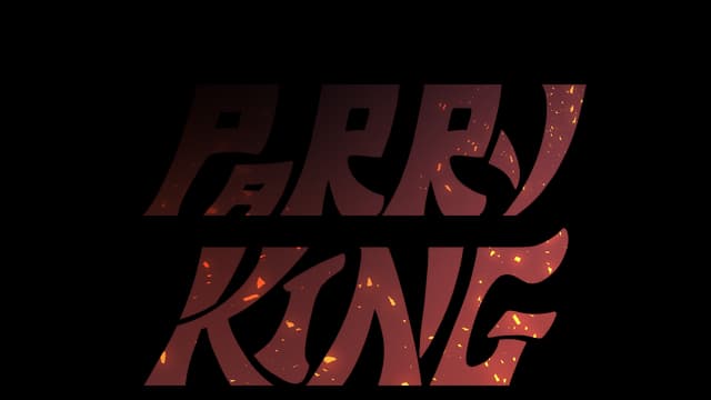 Bold, angular font with fiery orange and red gradient, glowing sparks.
