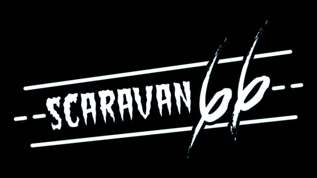 Graffiti-style font with slashes, angled lines, dynamic road theme.