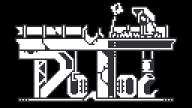 Cracked, pixelated font with industrial structure, road sign, masked girl.