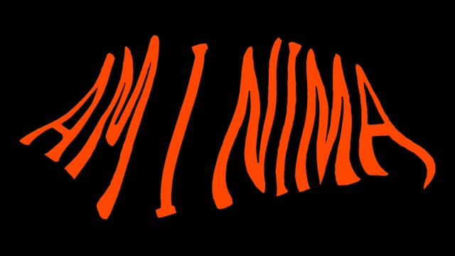 Distorted, wavy orange font with elongated and twisted letters.