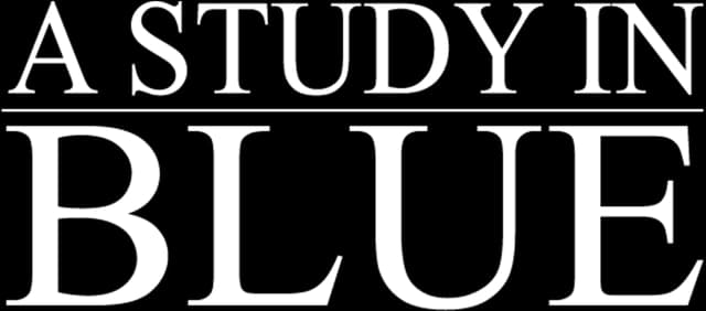A Study in Blue: Bold slab-serif caps in two lines with horizontal divider rules.