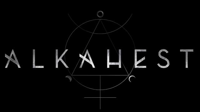 Mystical symbols adorn sleek, metallic letters with geometric accents.