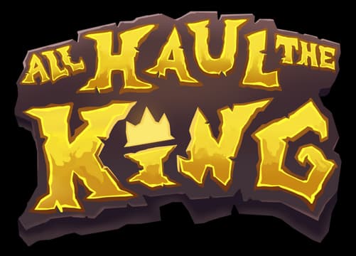 All Haul the King: Jagged medieval gold lettering with 3D bevel and dark outline.