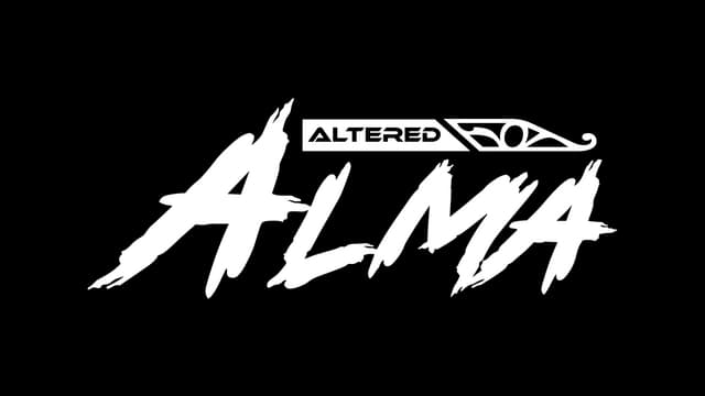Brushstroke font with dynamic strokes and angular, futuristic accents.