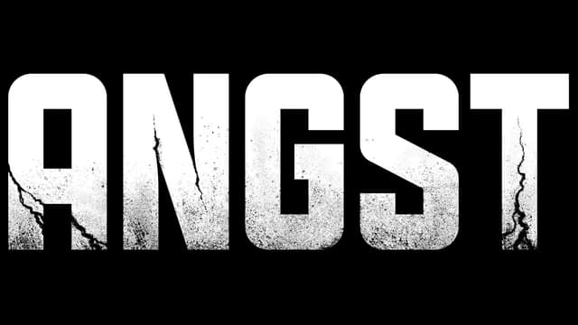 Bold, cracked white letters with dust and weathered texture throughout.