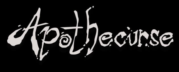 Apothecurse: rough brushstroke script with dripping edges and shadowed outline.