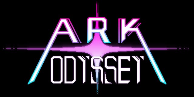 Futuristic neon font with pink and blue gradient, stylized glowing lines.