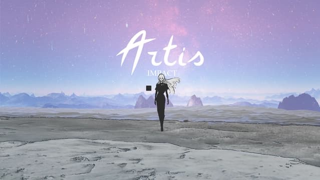Stylized cursive with stars, blending into an ethereal landscape scene.