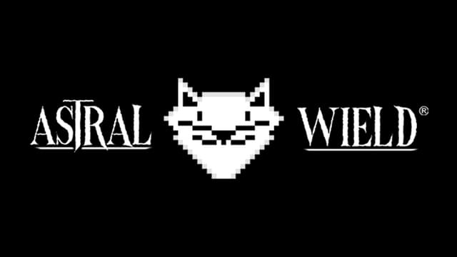 Stylized serif font flanking a pixelated mouse face design in the center.