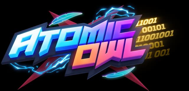 Bold 3D, angular design with neon gradient and dynamic lightning effects.