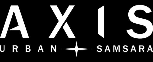 AXIS Urban Samsara: Bold geometric sans serif, wide spacing, starburst divider mark.
