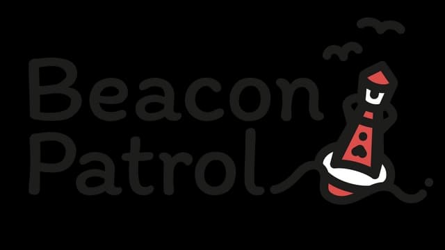 Rounded, playful font with a quirky lighthouse illustration beside it.