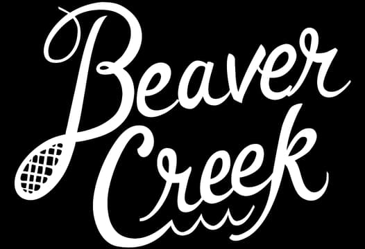 Beaver Creek: Bold cursive script with swooping strokes and subtle distressed texture.