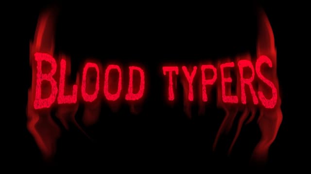 Grungy red letters with dripping effect, framed by abstract claw shapes.