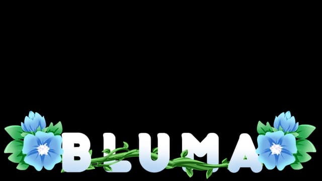 Bold, white letters entwined with green vines and blue flowers.
