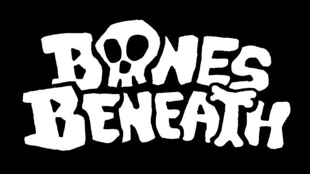 Rough, bold lettering with a skull replacing the 'O' and bone style accents.