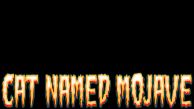 Stylized, fiery letters with jagged edges and a bright turquoise outline.