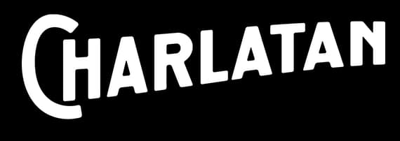 Charlatan: Distressed bold serif letters in a curved arc, oversized C and N.
