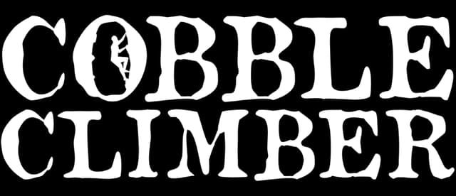Cobble Climber: Bold distressed slab-serif letters with rough cracked edges.
