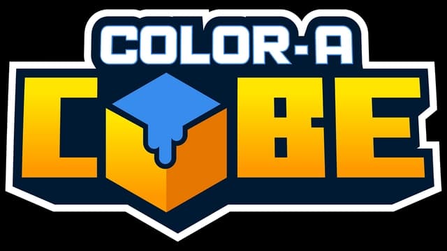 Bold, blocky font with gradient colors and a dripping cube illustration.