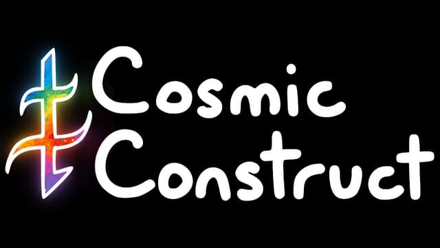 Rounded, playful font with glossy rainbow gradient abstract symbol.