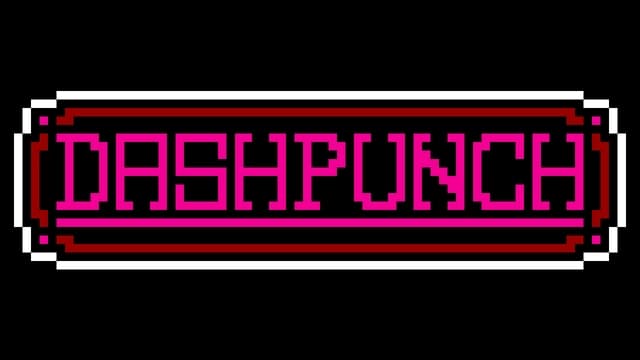 Pixelated magenta text with thin red border and retro arcade style.