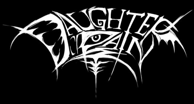 DAUGHTER OF PAIN: jagged, graffiti-like letters with messy scribbles and drips.